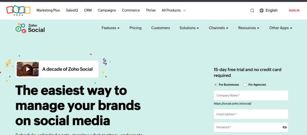 SMO Tool - Zoho Social

