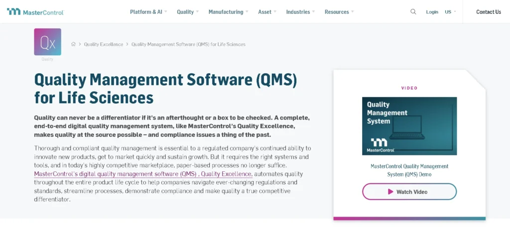 MasterControl QMS-Quality Core Tools 