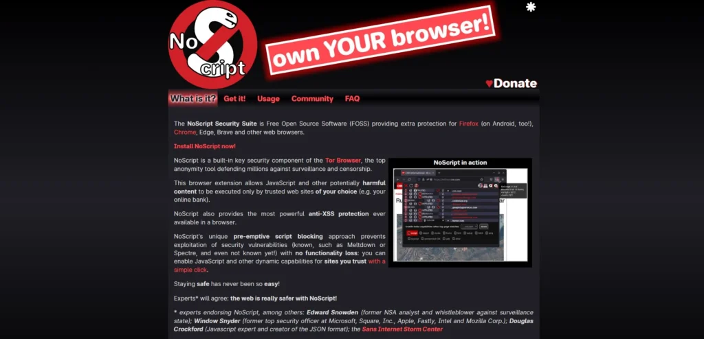 NoScript Security Suite-Best Ad Blockers for Chrome