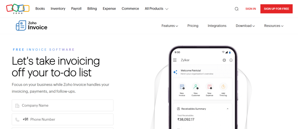 Invoicing Software for Small Businesses – Zoho Invoice


