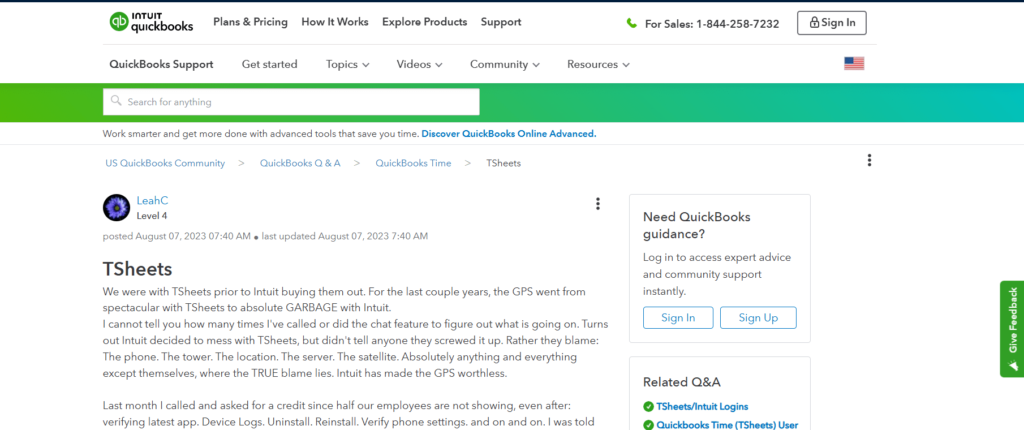 Attendance Tracking Software - TSheets (QuickBooks Time)