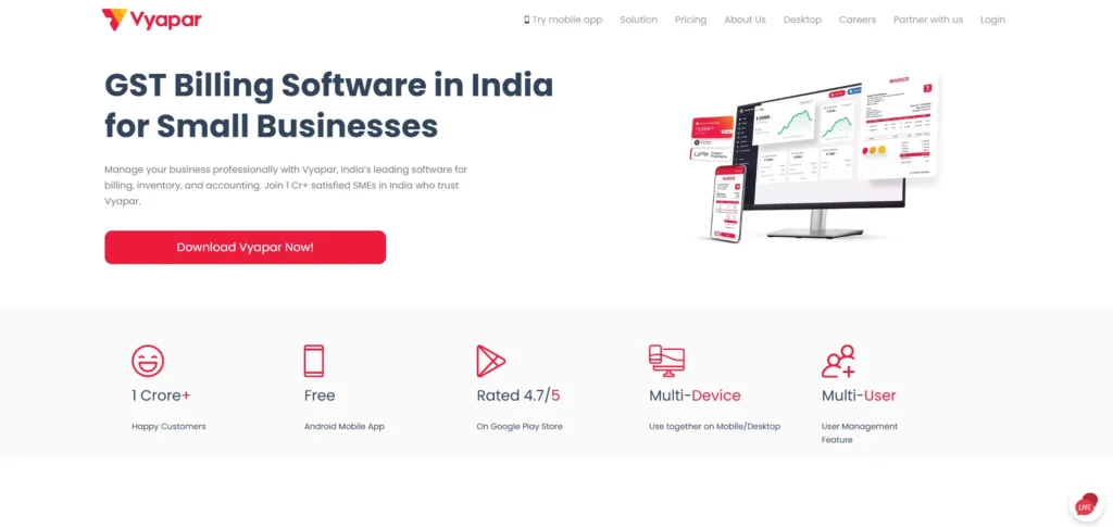 Software for Small Businesses - Vyapar