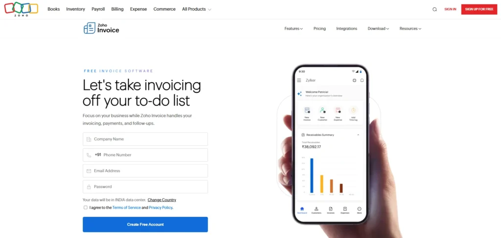 Software for Small Businesses - Zoho Invoice
