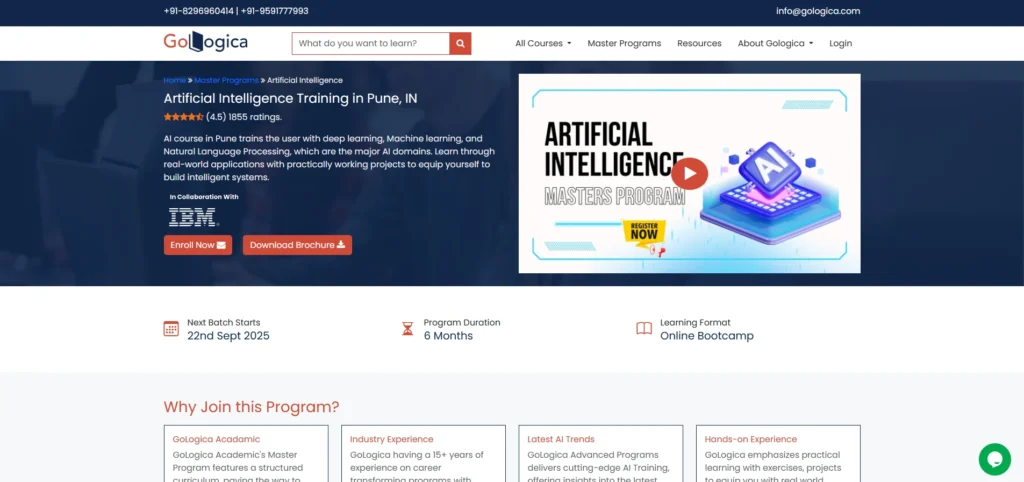 Artificial Intelligence Training — GoLogica, Pune