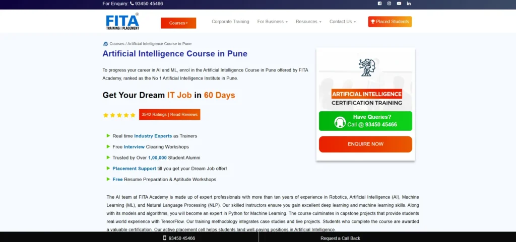 FITA Academy — Artificial Intelligence Course (Pune)