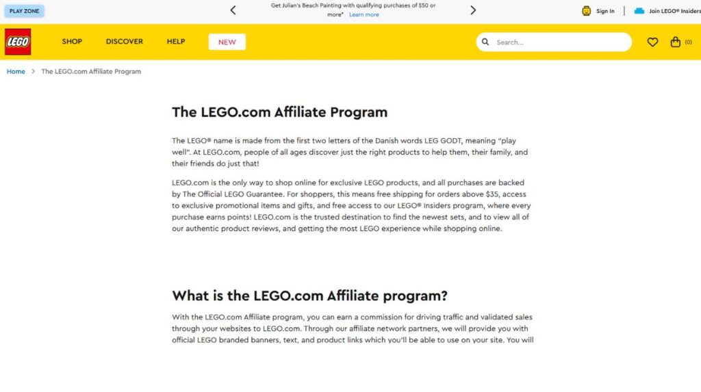 LEGO Affiliate Program