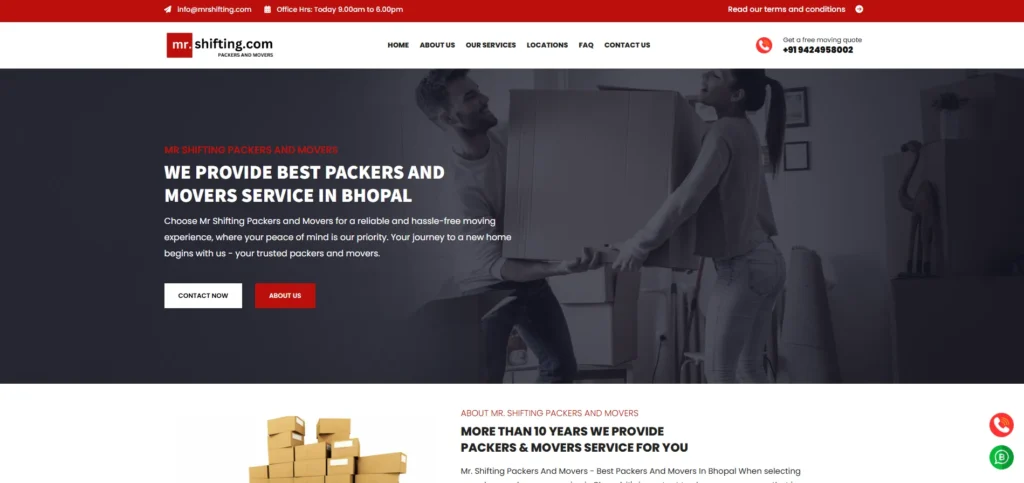 Packers and Movers in Bhopal - Mr. Shifting Packers and Movers