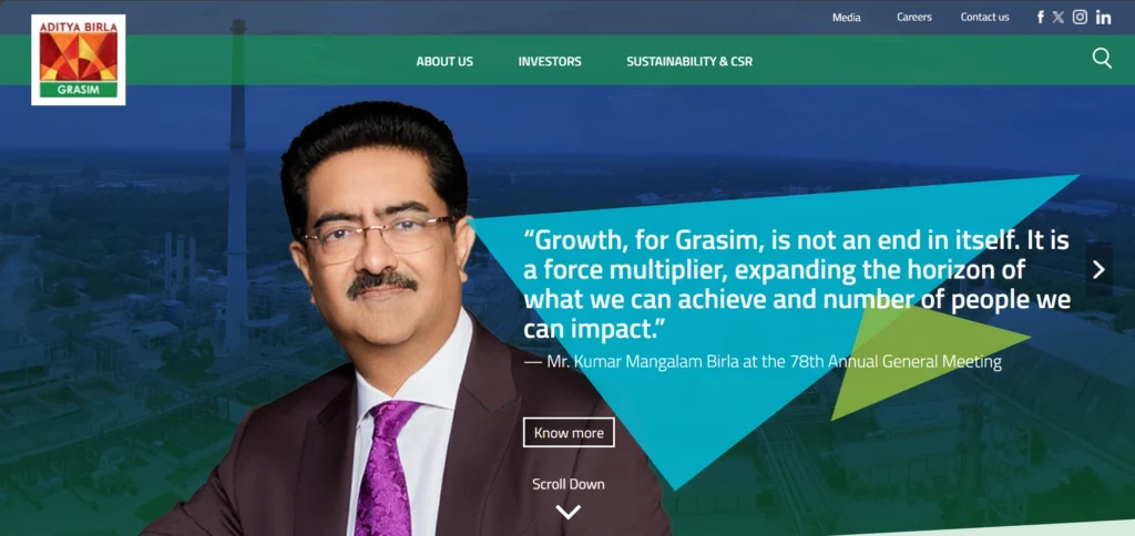 Top Textile Companies in India: Grasim Industries (Aditya Birla Group)