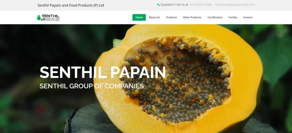 food manufacturing companies in erode Senthil Papain