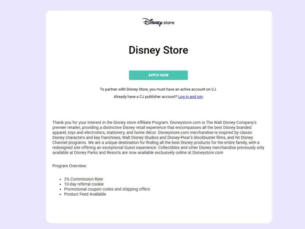 Disney Affiliate Program