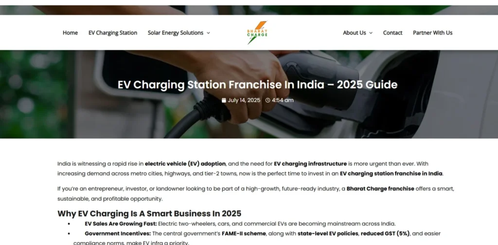 EV Charging Station Franchise - Bharat Charge