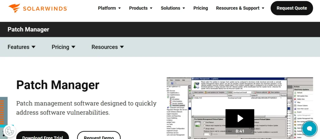 Patch Management Tools
- SolarWinds Patch Manager