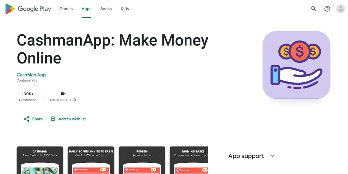 cashmanapp - Apps to Earn Money by Watching Ads