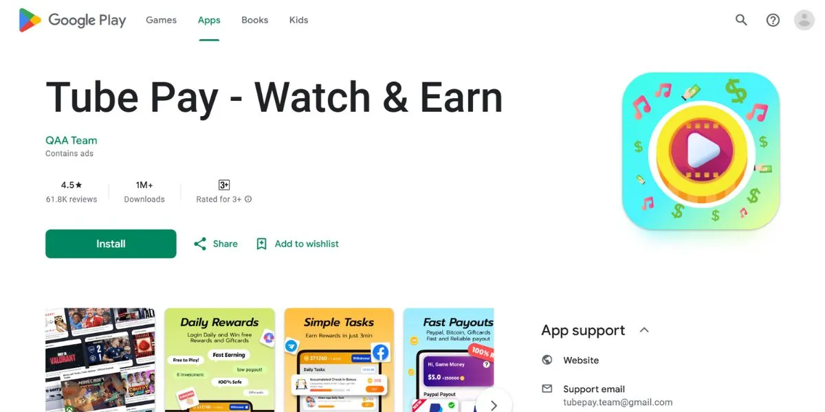 tube pay - Apps to Earn Money by Watching Ads